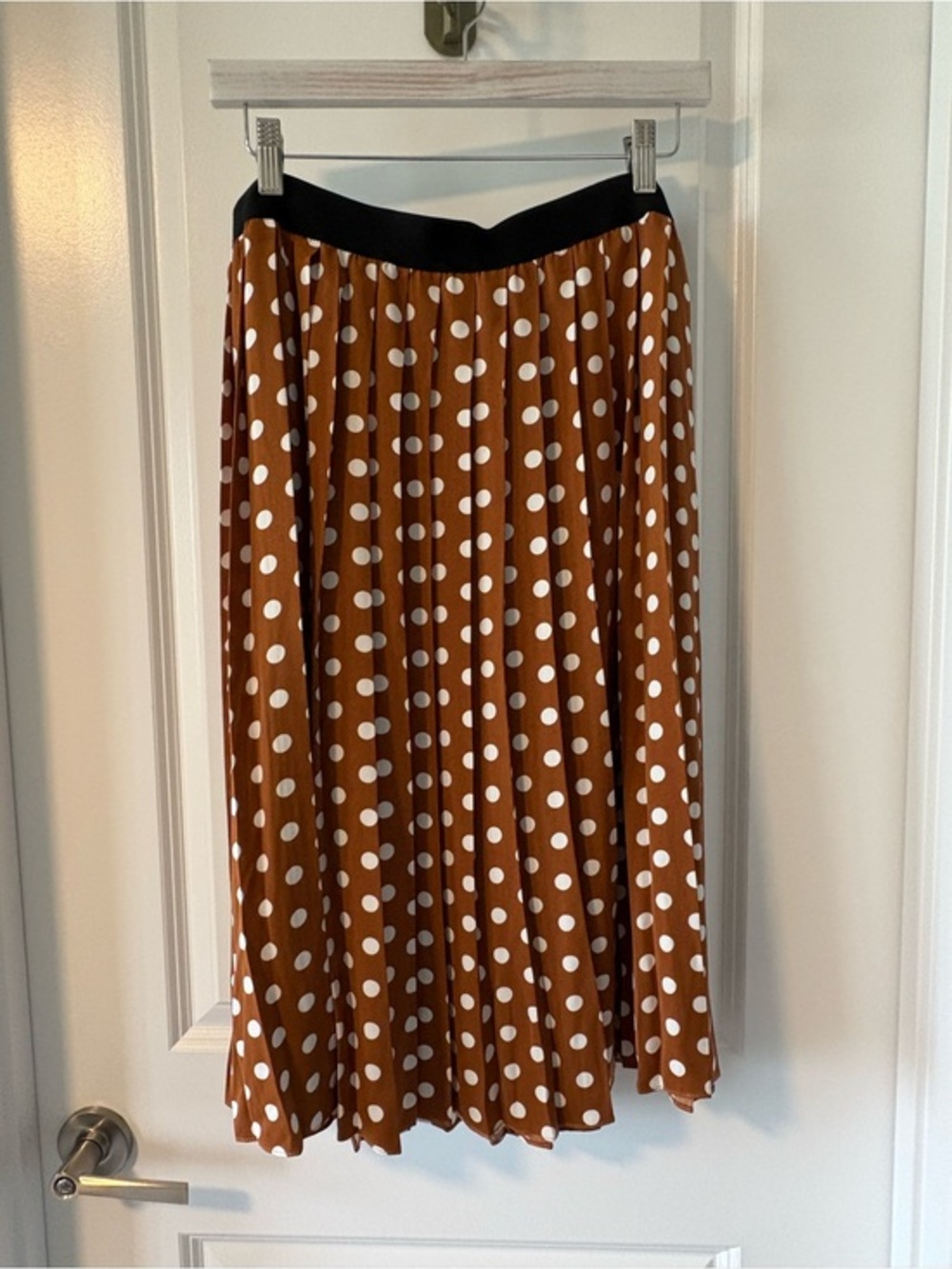 Joe Fresh x Jillian Harris Polka Dot Pleated Midi Skirt Brown Large